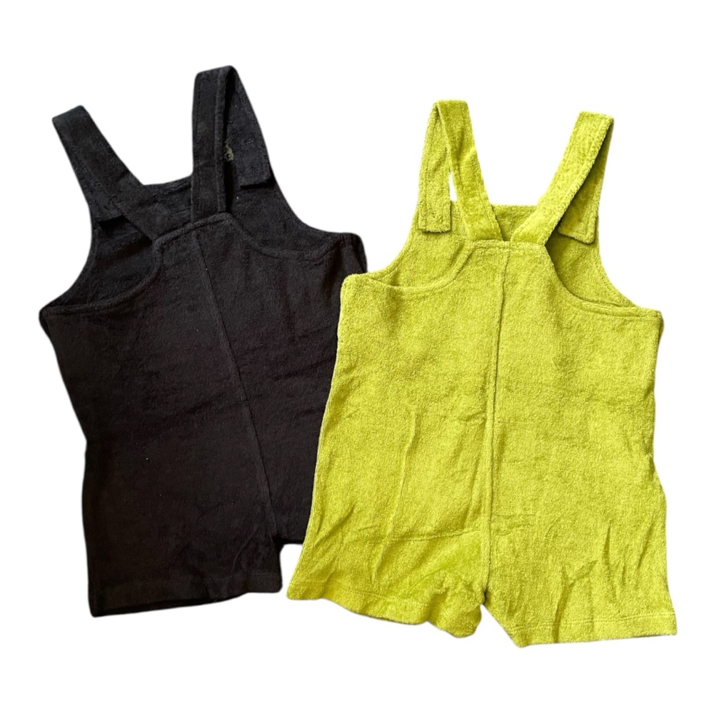 #353, kate quinn bundle of terry cloth Kids Overalls in Black and Green, size 2T - Picture 2 of 3